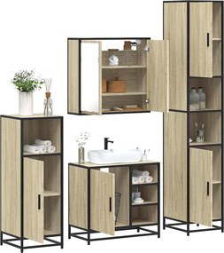 vidaXL Σετ Επίπλων Μπάνιου 4 Τεμαχίων Sonoma Δρυς Επεξεργασμένο Ξύλο