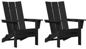 vidaXL Αναδιπλούμενες καρέκλες Adirondack , σετ 2 τεμ, Μαύρες, διαστάσεις 74.5x80.5x90 εκ, από HDPE
