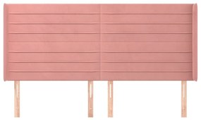 Κεφαλάρι με Πτερύγια Ροζ 203x16x118/128 εκ. Βελούδινο - Ροζ