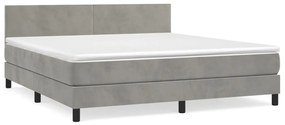 Κρεβάτι Boxspring με Στρώμα Ανοιχτό Γκρι 160x200 εκ. Βελούδινο - Γκρι