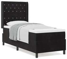 vidaXL Κρεβάτι Box Spring με Στρώμα  Μαύρο 80x200 εκ Βελούδο