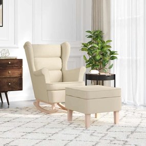 vidaXL Πολυθρόνα Κουνιστή Κρεμ Υφασμάτινη με Υποπόδιο