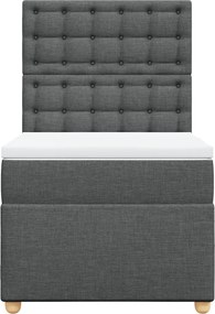 vidaXL Κρεβάτι Boxspring με Στρώμα Σκούρο Γκρι 90x190 εκ. Υφασμάτινο