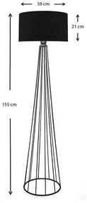 Φωτιστικό δαπέδου Faraday Megapap μέταλλο/ύφασμα χρώμα μαύρο 38x21x155εκ. - Ύφασμα - GP029-0004,1