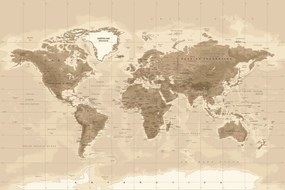Εικόνα του πανέμορφου vintage παγκόσμιου χάρτη - 90x60