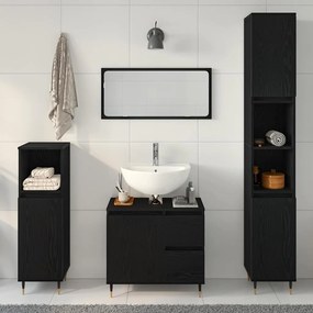 vidaXL Σετ Επίπλων Μπάνιου με πόρτα 3 pcs Μαύρη Οξυά 30 x 30 x 190 εκ