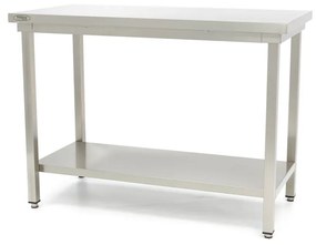 Stainless Steel Table - 200 x 60cm - Adjustable Height - with Storage Shelf