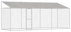 vidaXL Κλουβί σκύλου Ασημί 600 x 200 x 256 εκ. Επικαλυμμένος Χάλυβας
