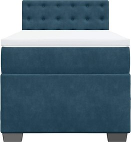 vidaXL Κρεβάτι Boxspring με Στρώμα Σκούρο Μπλε 90x200 εκ. Βελούδινο