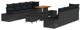 vidaXL Σετ Καναπέ Κήπου με μαξιλάρι 11 pcs Μαύρο συνθετικό ρατάν