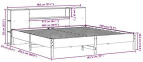 Κρεβάτι Βιβλιοθήκη Χωρίς Στρώμα 180x200 εκ Μασίφ Ξύλο Πεύκου - Καφέ