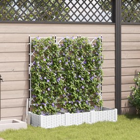 vidaXL Γλάστρα Κήπου με Πλέγμα 3 τμχ Λευκή 120x40x125.5 εκ