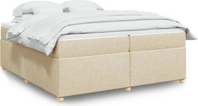 vidaXL Κρεβάτι Boxspring με Στρώμα Κρεμ 200x200 εκ. Υφασμάτινο