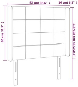 vidaXL Κεφαλάρι Κρεβατιού LED Σκούρο Γκρι 93x16x118/128εκ. Υφασμάτινο