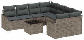 vidaXL Σετ Καναπέ Κήπου με μαξιλάρι 9 pcs Γκρι 55 x 55 x 37 εκ