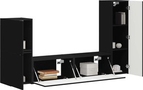 vidaXL Σετ επίπλου τηλεόρασης 4 pcs Μαύρο Επεξεργασμένο Ξύλο