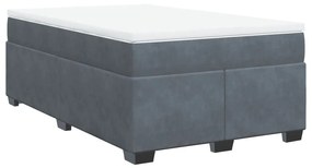 Κρεβάτι Boxspring με Στρώμα Σκούρο Γκρι 120x190 εκ. Βελούδινο - Γκρι