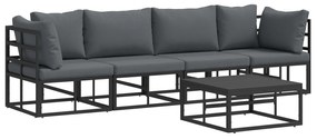 vidaXL Σετ Καναπέ Κήπου 5 pcs Μαύρο 70 x 70 x 32 εκ Αλουμίνιο