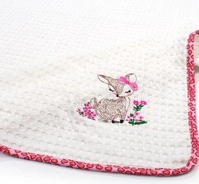 Κουβέρτα Πικέ Αγκαλιάς (80x110) Dimcol Deer 197 White-Pink