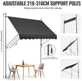 VEVOR 98x47" Patio Awning Retractable Patio Canopy Sunsetter with Crank Handle