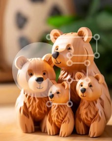 Intra Συλλεκτικό Ξύλινο Παζλ Plywood 4mm - Ξύλινα ειδώλια αρκούδας στο τραπέζι Σε Ξύλινο Κουτί - Διαστάσεις: 10x10 cm – 25 κομμάτια