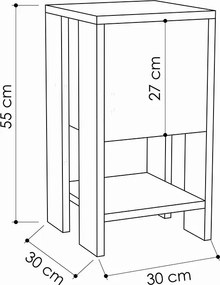 Κομοδίνο Ema pakoworld χρώμα λευκό 30x30x55εκ