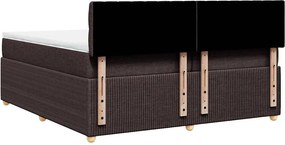 vidaXL Κρεβάτι Boxspring με Στρώμα Σκούρο Καφέ 200x200 εκ. Υφασμάτινο
