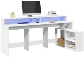 vidaXL Γραφείο με LED Λευκό 200x104x91 εκ. από Επεξεργασμένο Ξύλο