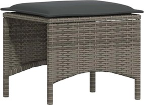 vidaXL Σετ Τραπεζαρίας Κήπου 3 τεμ. Γκρι Συνθ. Ρατάν με Μαξιλάρια