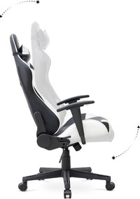 Καρέκλα γραφείου Gaming Alonso Megapap από τεχνόδερμα χρώμα λευκό - μαύρο 67x70x125/135 εκ.