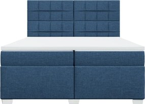 vidaXL Κρεβάτι Boxspring με Στρώμα Μπλε 200x200 εκ. Υφασμάτινο