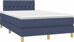vidaXL Κρεβάτι Boxspring με Στρώμα Μπλε 120x200 εκ. Υφασμάτινο