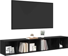 vidaXL Σετ επίπλου τηλεόρασης 2 pcs Μαύρη Οξυά Επεξεργασμένο Ξύλο