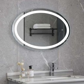 Καθρέπτης Μπάνιου Σκέτος Ovale 77-0120 Με Φως Led Touch 60x80cm Clear Gloria Glass