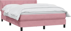 vidaXL Box Spring κρεβάτι με στρώμα ροζ 160x220 cm Βελούδινο