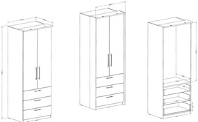 Ντουλάπα Prime 3S δίφυλλη-Leuko