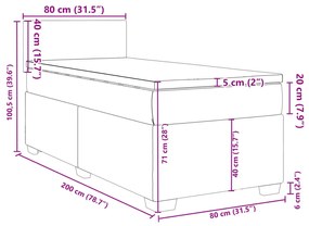 Κρεβάτι Boxspring με Στρώμα Ανοιχτό Γκρι 80x200 εκ. Υφασμάτινο - Γκρι