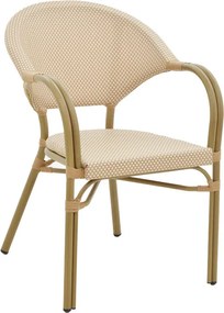Πολυθρόνα Elyza pakoworld φυσικό αλουμίνιο-μπεζ textilene 57x62x84εκ
