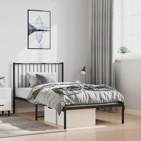 vidaXL Πλαίσιο Κρεβατιού με Κεφαλάρι Μαύρο 100 x 190 εκ. Μεταλλικό