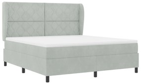 vidaXL Κρεβάτι Box Spring  με στρώμα Ανοιχτό Γκρι 180x200 εκ Βελούδο