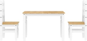 vidaXL Σετ Τραπεζαρίας 3 Τεμαχίων Panama από Μασίφ Ξύλο Πεύκου Λευκό