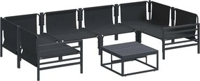 vidaXL Σετ Καναπέ Κήπου με μαξιλάρι 7 pcs Μαύρο Ατσάλι