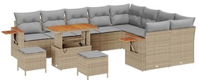 vidaXL Σετ Καναπέ Κήπου 12 pcs μπεζ και ανοιχτό γκρι 90 x 55 x 71 cm