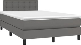 vidaXL Κρεβάτι Boxspring με Στρώμα Γκρι 120x200εκ. από Συνθετικό Δέρμα