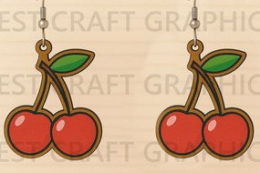 Σετ των 3 Intra απο ξύλο plywood 3mm-4mm πάχος Σκουλαρίκια Cherry Cut File Δίασταση 3x3 cm INTRAFABR-123671184