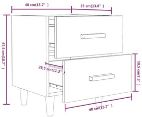 Κομοδίνα 2 τεμ. Καφέ Δρυς 40 x 35 x 47,5 εκ. - Καφέ