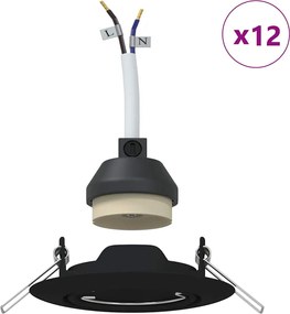 vidaXL Σποτ 12 pcs Μαύρο 9 x 9 x 2.5 εκ. Μέταλλο