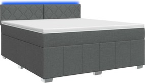 vidaXL Κρεβάτι box spring με στρώμα Σκούρο Γκρι 140 x 200 cm Ύφασμα