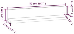 Ράφια Τοίχου 2 τεμ. 50 x 11 x 9 εκ. από Μασίφ Ξύλο Πεύκου - Καφέ