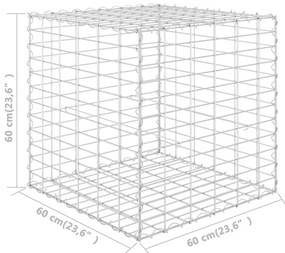 vidaXL Συρματοκιβώτιο Κύβος 60 x 60 x 60 εκ. από Ατσάλινο Σύρμα
